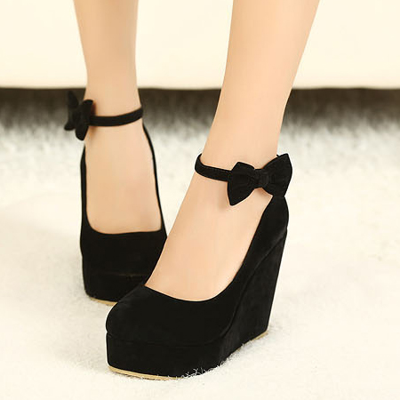 black closed toe wedges with ankle strap