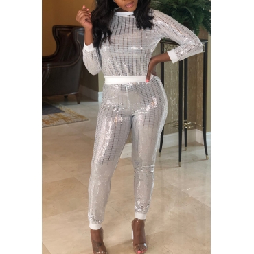 Lovely Casual Sequined Design White Two-piece Pants SetLW | Fashion ...