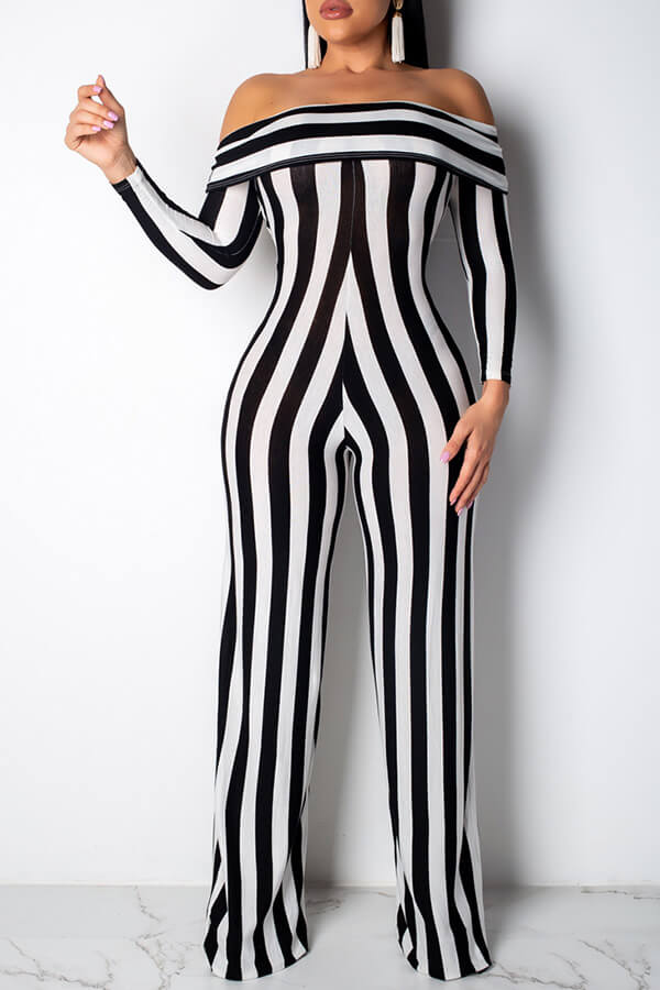 black and white striped jumpsuit