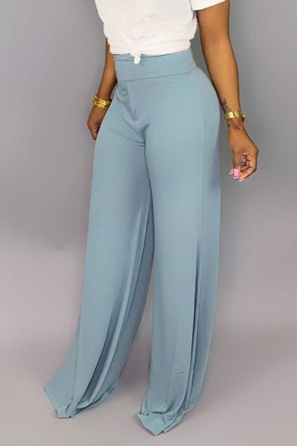 Lovely Casual High Waist Baby Blue PantsLW | Fashion Online For Women ...