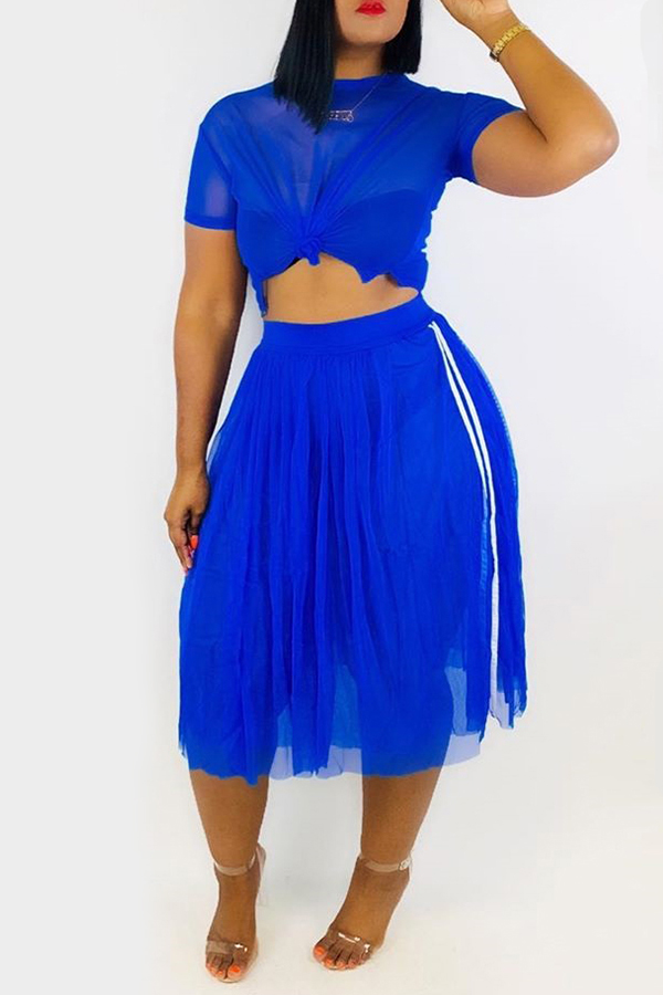 see through two piece skirt set