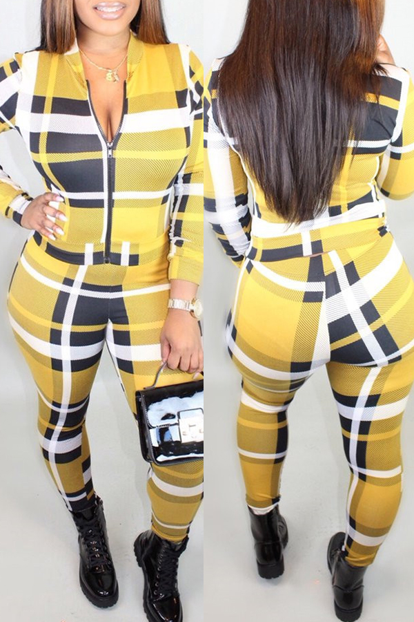 yellow plaid pants womens