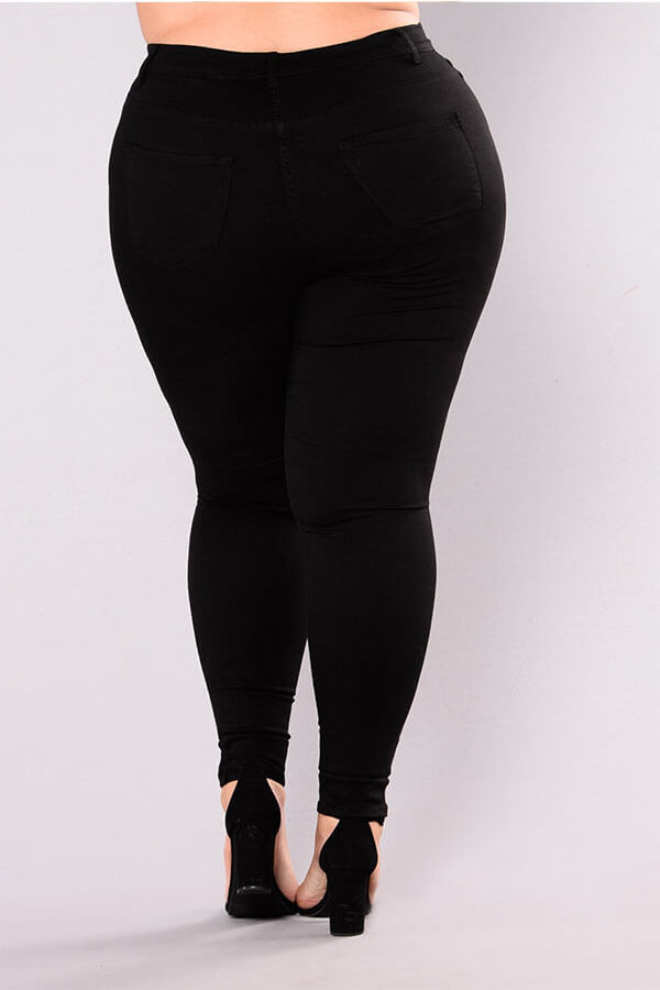 Lovely Casual Hollow-out Black Plus Size JeansLW | Fashion Online For ...