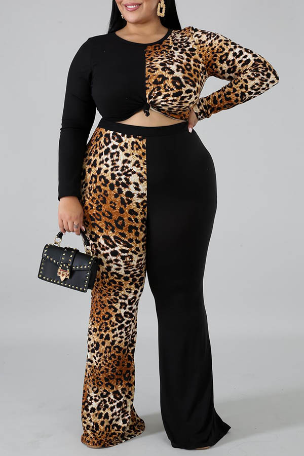 patchwork pants two piece outfits