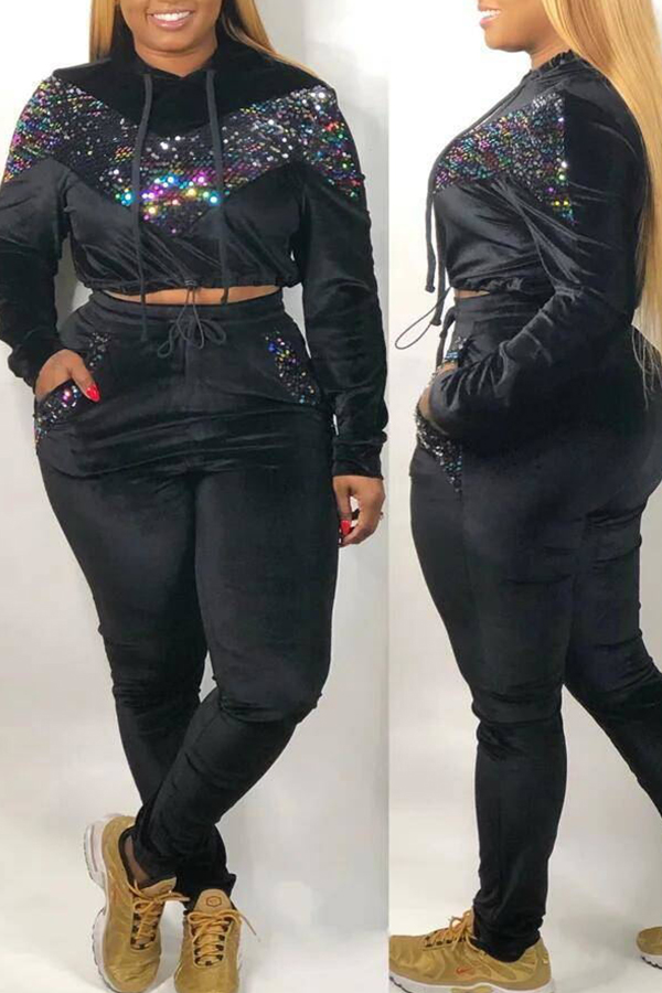 patchwork pants two piece outfits