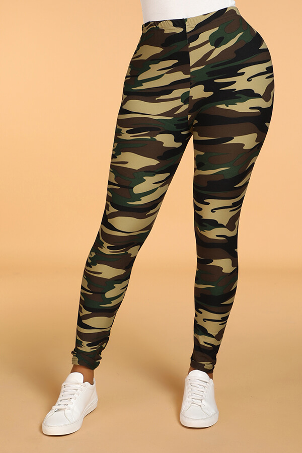 NEW Womens Ladies Camouflage Stretchy Leggings Army Camo Print