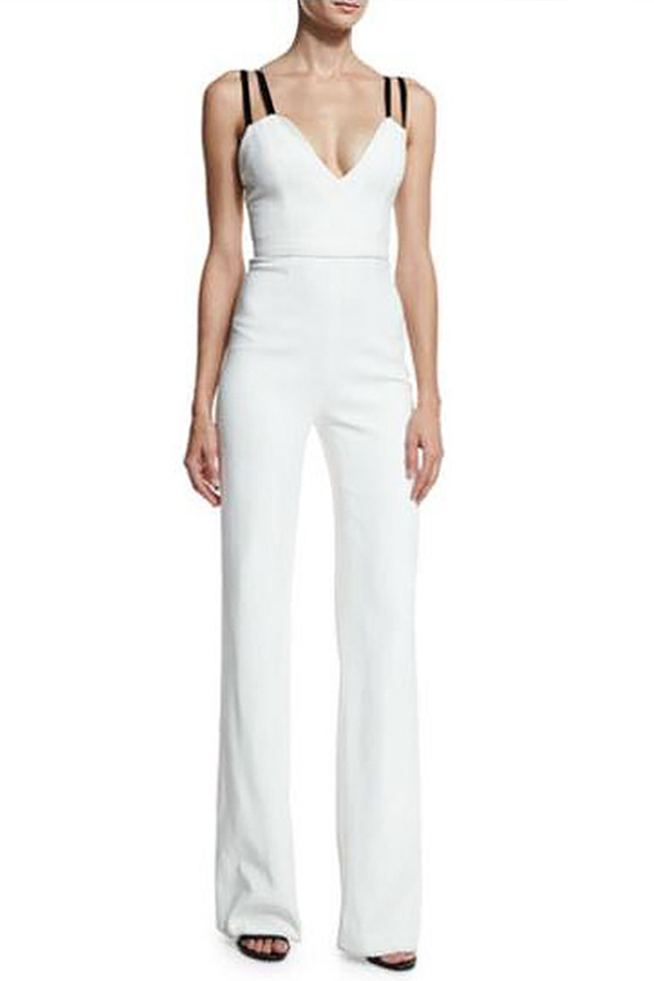 Lovely Chic V Neck Loose White One-piece JumpsuitLW | Fashion Online ...
