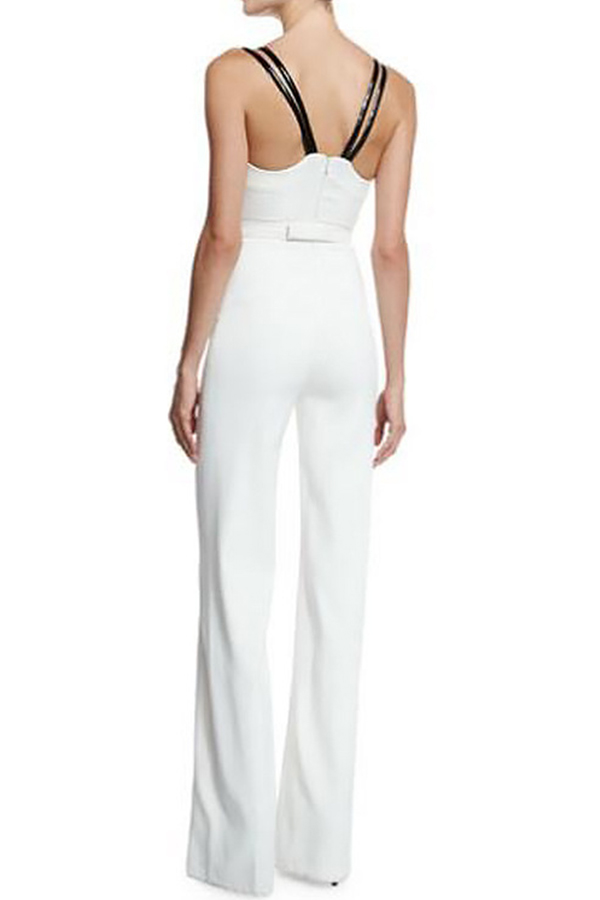 Lovely Chic V Neck Loose White Onepiece JumpsuitLW Fashion Online