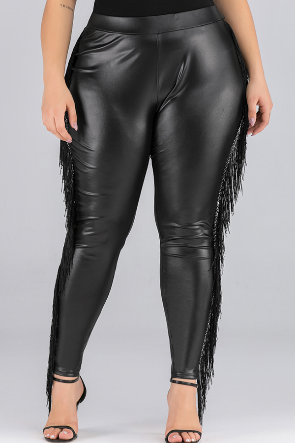Lovely Stylish Tassel Design Black Plus Size PantsLW Fashion Online