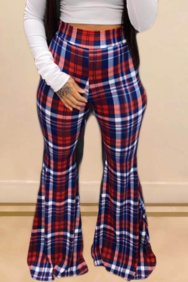 grid print pants