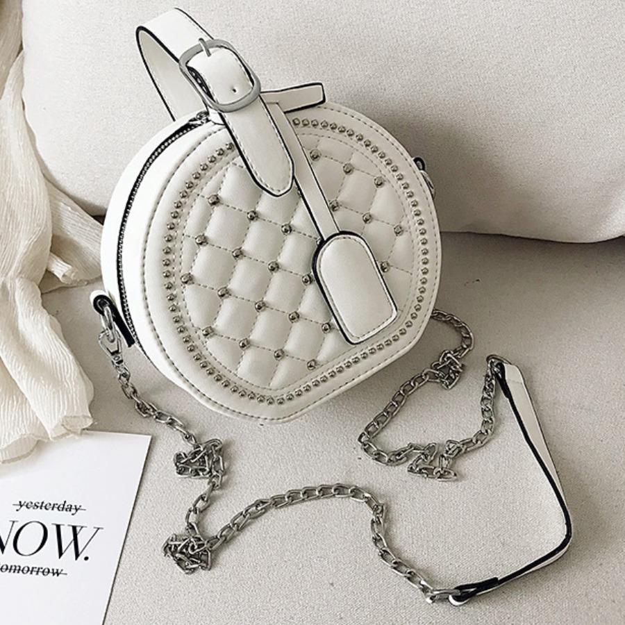 white chain strap bag