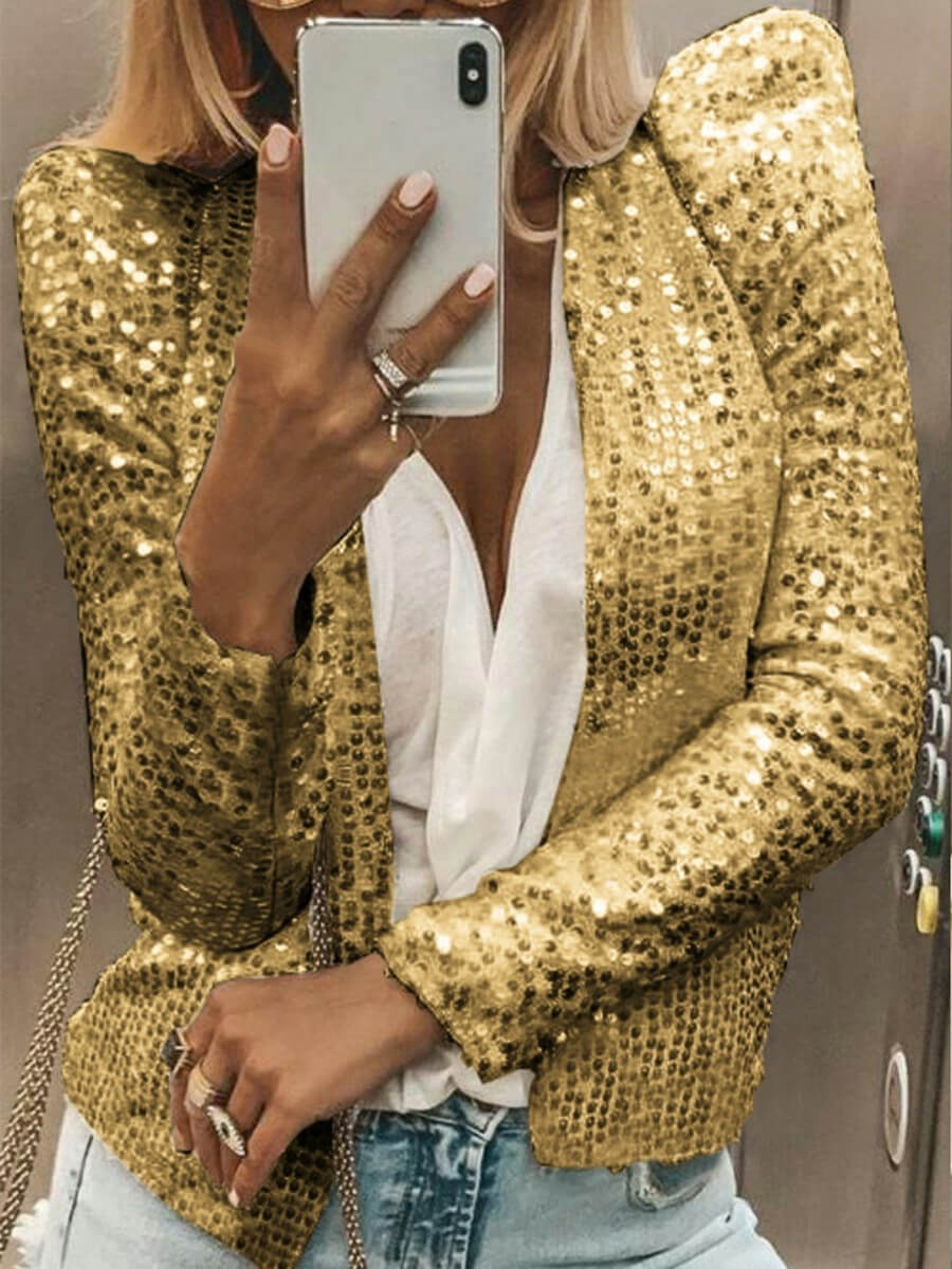 Lovely Stylish Sequined Gold BlazerLW | Fashion Online For Women ...