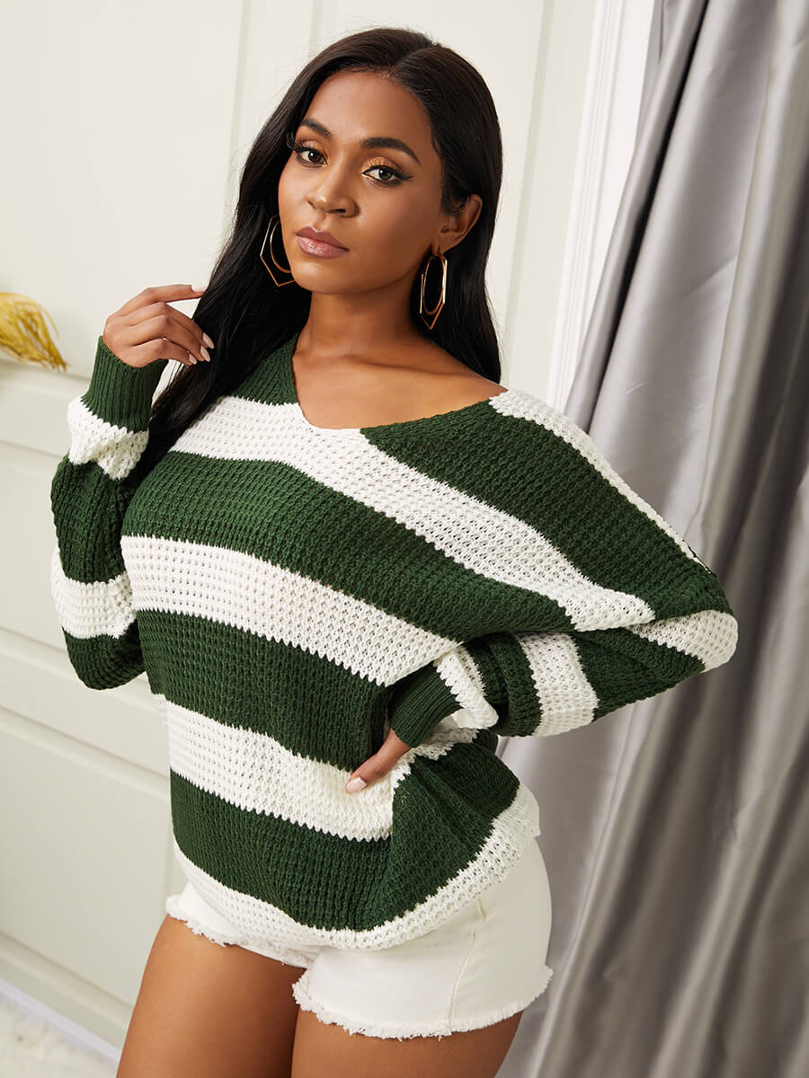 aliexpress green striped sweater