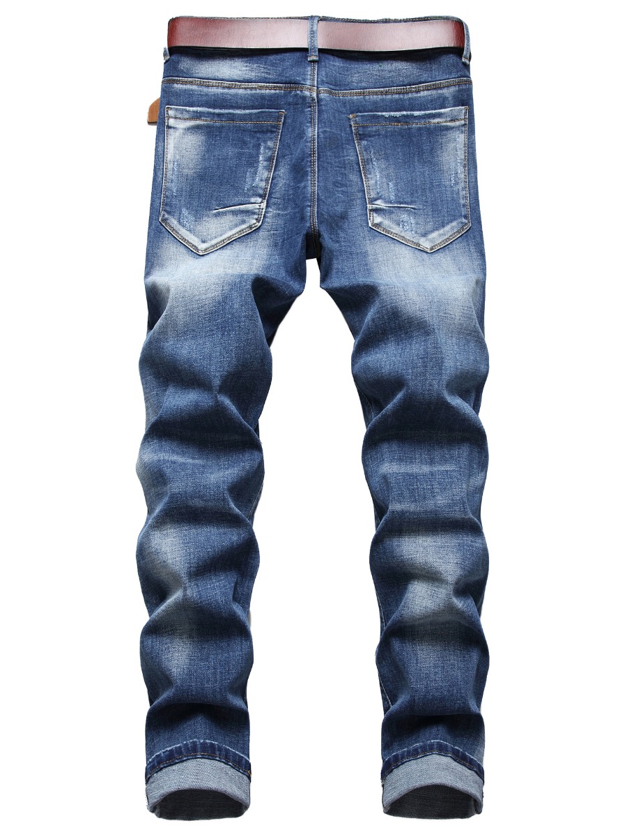 Lovely Men Casual Mid Waist Ripped Baby Blue JeansLW | Fashion Online ...