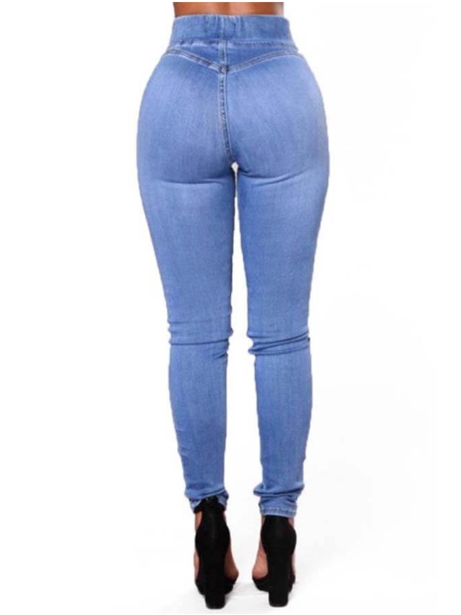 Lovely Casual High Waist Baby Blue JeansLW Fashion Online For Women