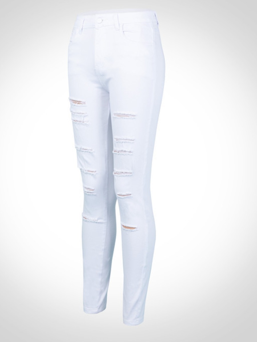 LW High Waist Ripped Pencil Skinny Jeans